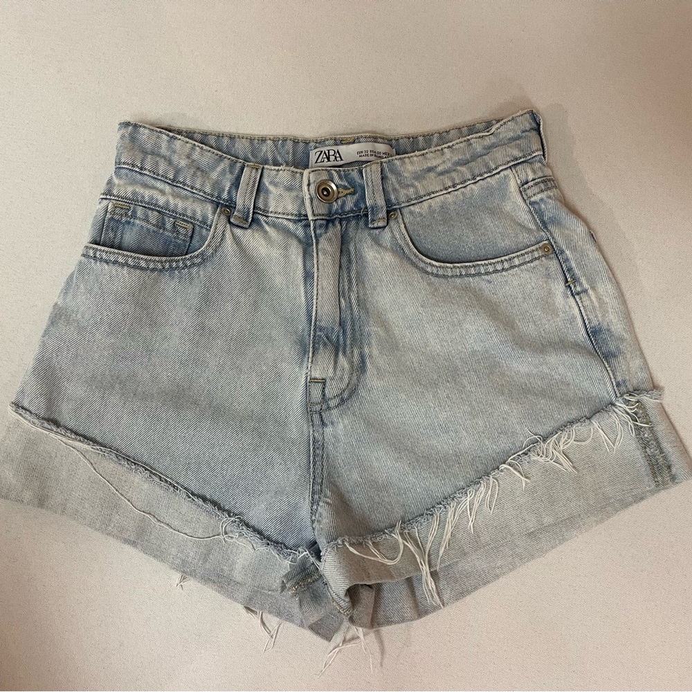 2/$20 - Zara Light Blue Faded Distressed Frayed Blue Jean Summer Shorts